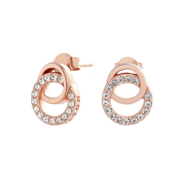 Rose Gold Interlink Drop Stud Earrings