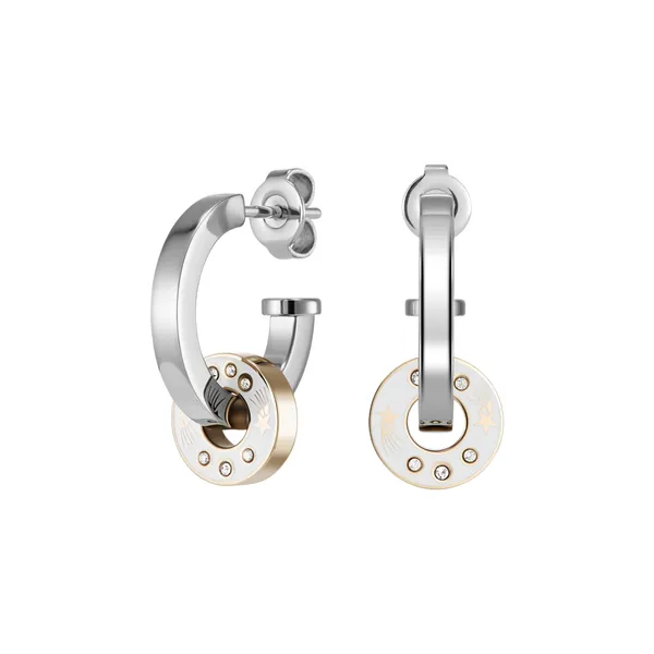 Shooting Star Ivory & Silver Tone Hoop Earrings