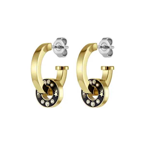 Shooting Star Onyx & Gold Plated Hoop Earrings