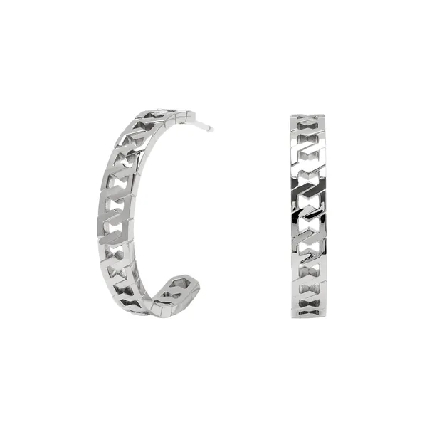 Khuyên tai Honeycomb Silver Link Hoop