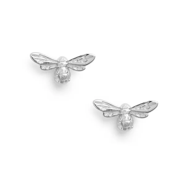 Silver Lucky Bee Stud Earrings