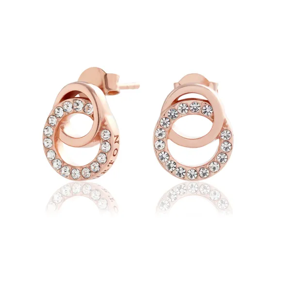 Rose Gold Interlink Drop Stud Earrings